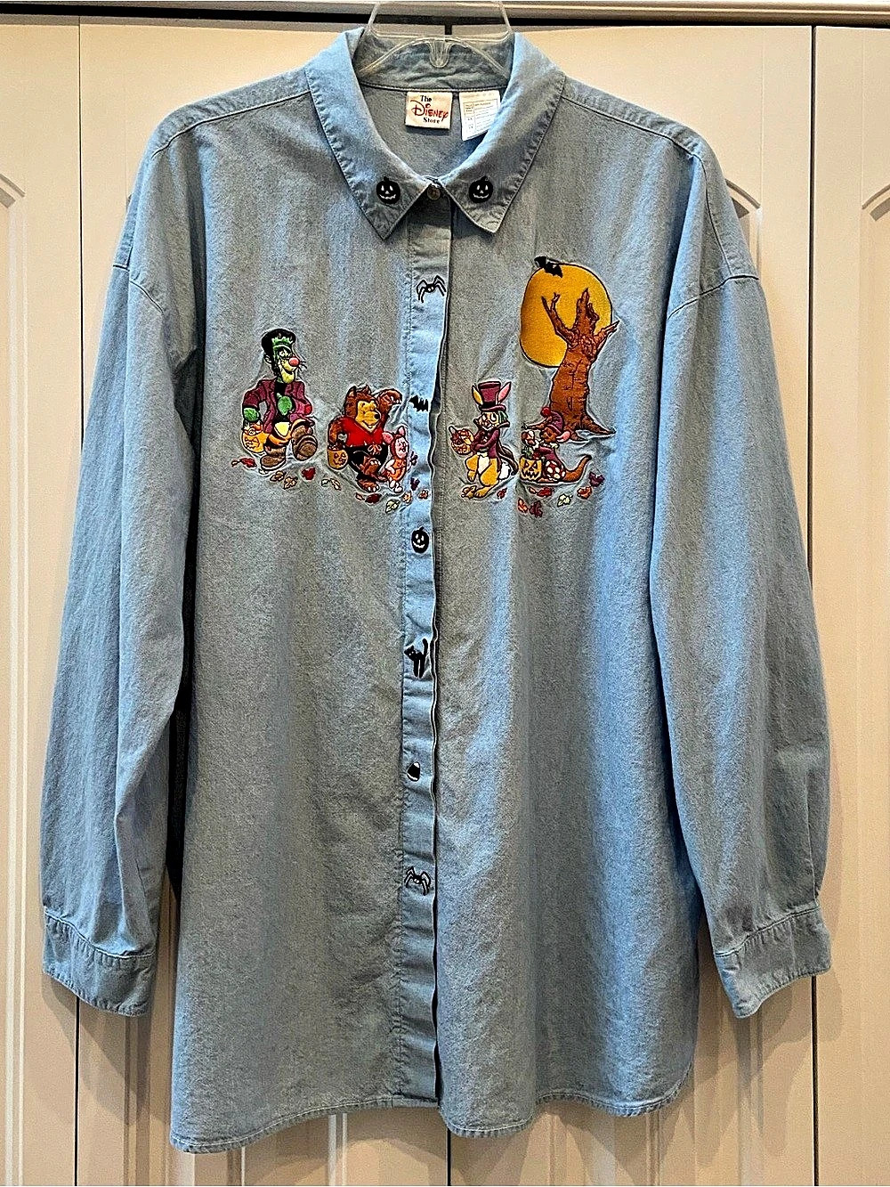 The Disney Store Disney Halloween embroidered button-down Embroidered Cotton